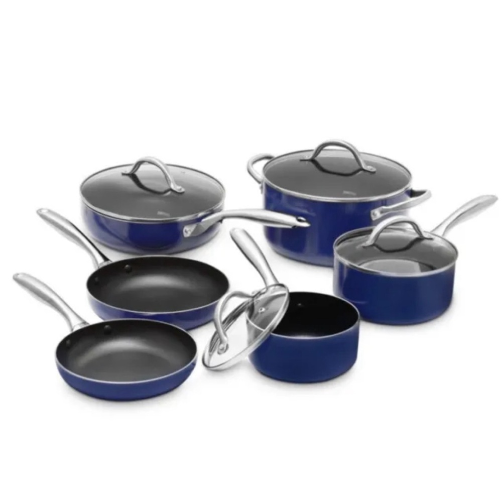 NWT Sedona 10-Piece Non-Stick Cookware Set with Tempered Glass Lid, NEW in Box